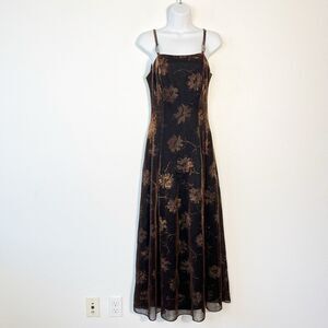 Vintage Y2K Coty Copper Metallic Shimmer Dress Fairy Whimsigoth Size Small